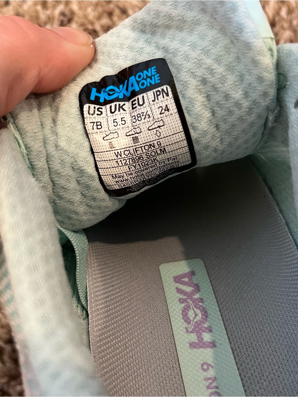 Hoka One One HOKA Clifton 9 Sunlit Ocean Lilac Mist Size 7B Running Walking - Picture 7 of 7